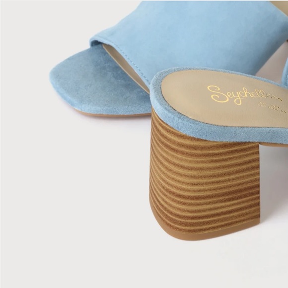Anthropologie NWT Adapt Light Blue Suede Leather High Heel Sandals size 7. - Picture 4 of 4